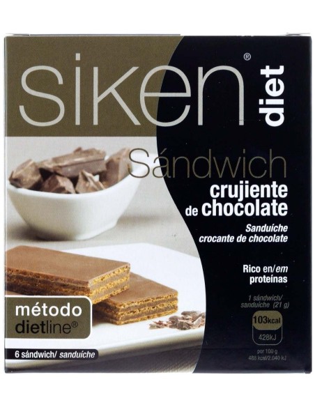 Siken Diet Sandwich Crujiente Chocolate, 6 Uds