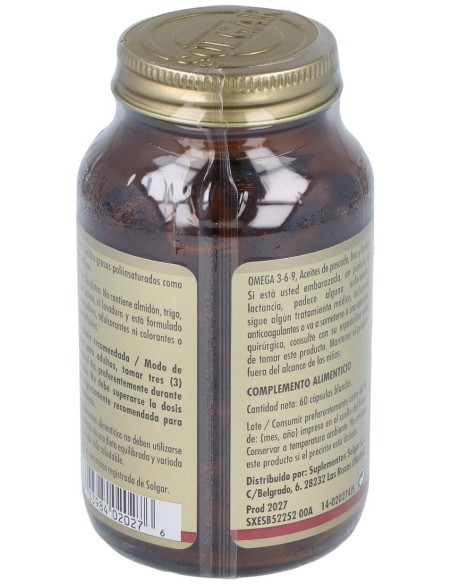 Solgar Omega 3-6-9 Pescado Lino Y Borraja 60 Perlas
