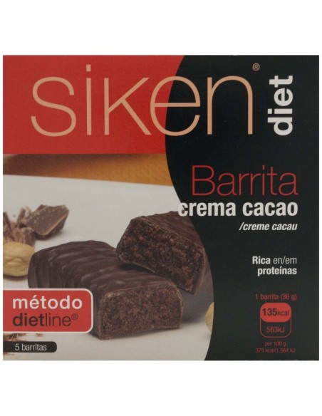 Siken Diet Barritas Crema Chocolate, 5 Uds