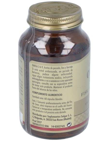 Solgar Omega 3-6-9 Pescado Lino Y Borraja 60 Perlas