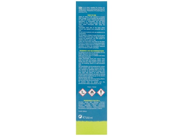 Halley Repelente Insectos Spray, 250 Ml