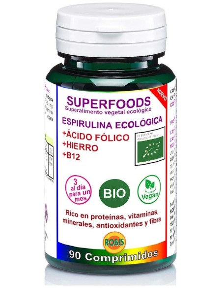 Robis Espirulina Eco + Acido Folico + Hierro + B12 90Comp