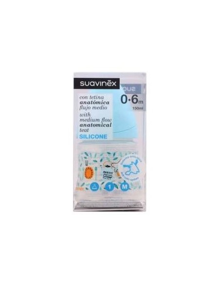 Suavinex Biberón Prêt-À-Porter Anatómico Silicona T1M Medio 0-6M 150Ml 1Ud