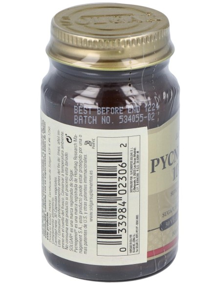Solgar Pycnogenol 100Mg Extracto De Corteza De Pino 30Vcaps