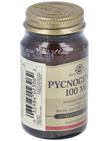 Solgar Pycnogenol 100Mg Extracto De Corteza De Pino 30Vcaps