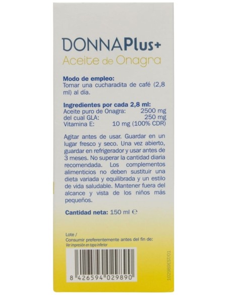 Donnaplus+ Aceite De Onagra Líquido, 150 Ml