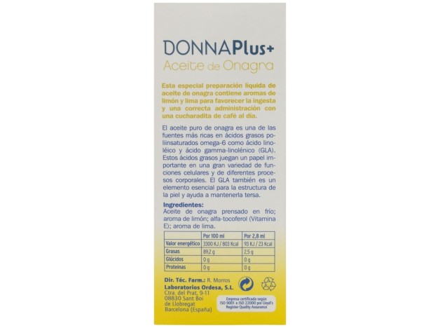 Donnaplus+ Aceite De Onagra Líquido, 150 Ml