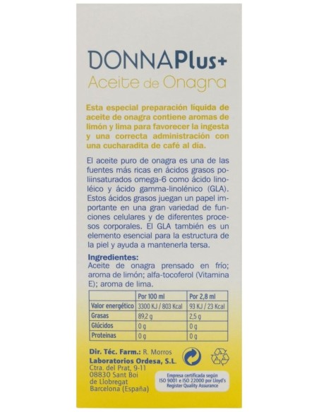 Donnaplus+ Aceite De Onagra Líquido, 150 Ml
