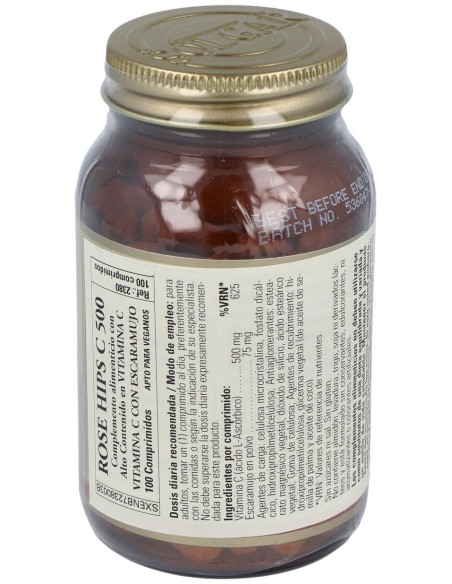 Vitamina C 500Mg Rose Hips 100Com