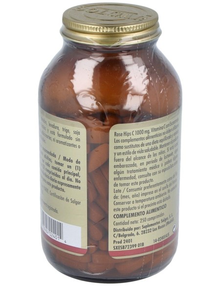 Solgar Vitamina C Con Escaramujo 1000Mg 250Comp.