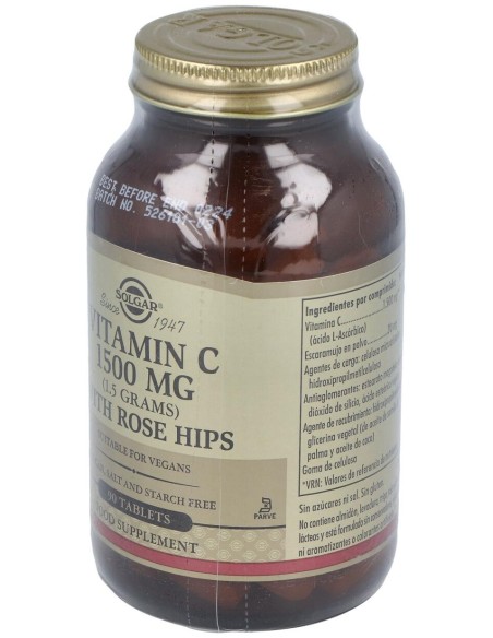 Solgar Vitamina C 1500Mg Con Escaramujo 90Comp