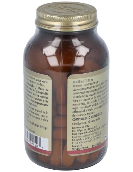 Solgar Vitamina C 1500Mg Con Escaramujo 90Comp