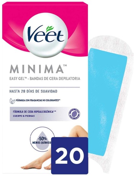 Veet Pure Bandas De Cera Depilatoria Piernas Y Cuerpo Piel Sensible 20Uds