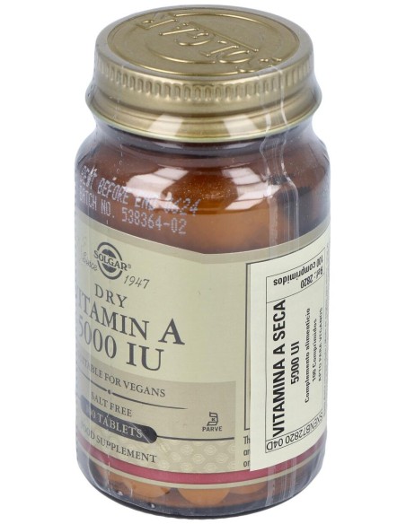 Solgar Vitamina A Seca 5000Ui 1500Mcg 100Comp