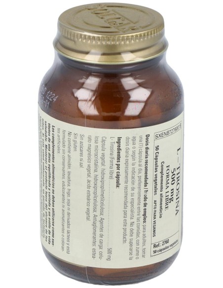 Solgar L-Tirosina 500 Mg 50 Cápsulas Vegetales