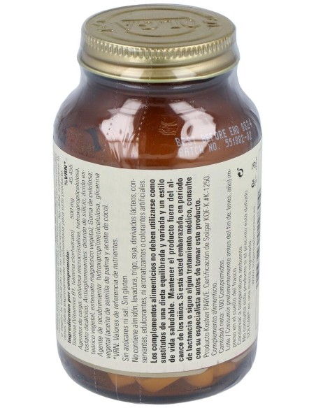 Vitamina B1 500 Mg Tiamina 100 Comprimidos
