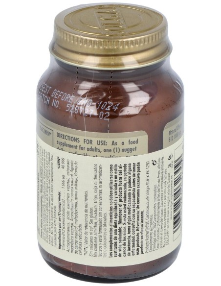 Solgar Vitamina B12 Cianocobalamina 1000Mcg Sublingual 250Comp