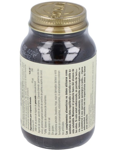 Vitamina D3 400Ui (10Mcg) 100Perlas