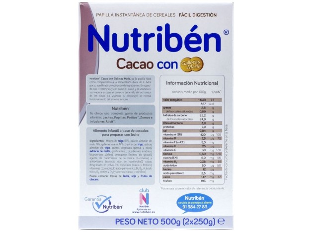 Nutribén Cacao Con Galleta Maria, 500 G