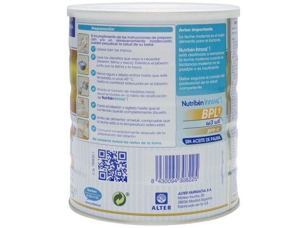 Nutriben Innova 1 S/ Ac Palma 800Gr.