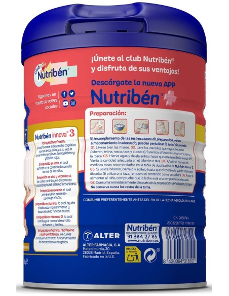 Nutribén Innova 3 Sc Preparado Lácteo, 800 G