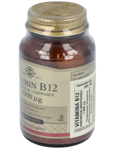 Solgar Vitamina B12 Cianocobalamina 1000Mcg Sublingual 250Comp
