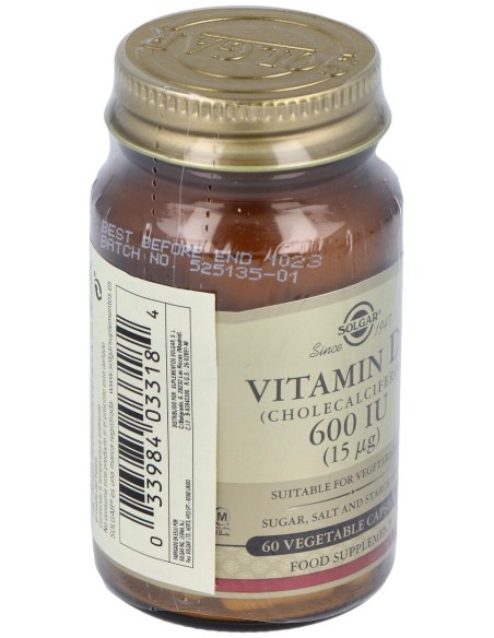 Solgar Vitamina D3 600Ui 15Mcg 60Vcaps