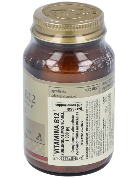 Solgar Vitamina B12 Cianocobalamina 1000Mcg Sublingual 250Comp