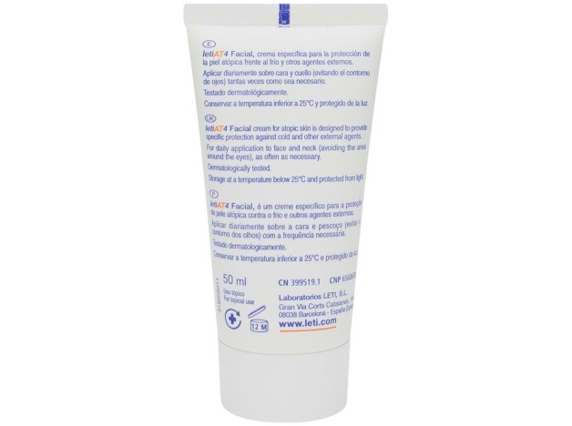 Leti At4 Facial Piel Atópica Y Seca, 50 Ml