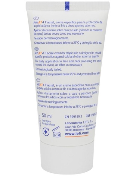Leti At4 Facial Piel Atópica Y Seca, 50 Ml