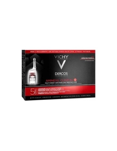 Vichy Dercos Aminexil Clinical 5 Hombre Tratamiento Antícaida, 21 Ampollas
