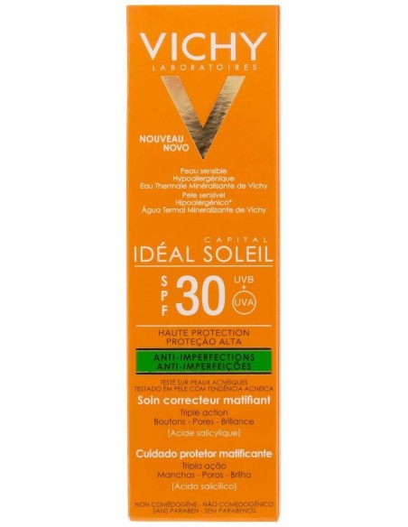 Vichy Idéal Soleil Cuidado Protector Anti-Imperfecciones 3 En 1 Spf30+ 50Ml