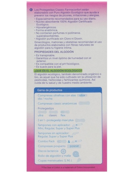 Farmaconfort Protegeslip Anatómicos Classic De Algodón Ecológico, 30 Uds
