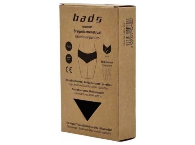 Braguita Menstrual Negra Sin Costura Talla M.