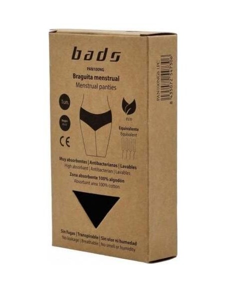 Braguita Menstrual Negra Sin Costura Talla M.