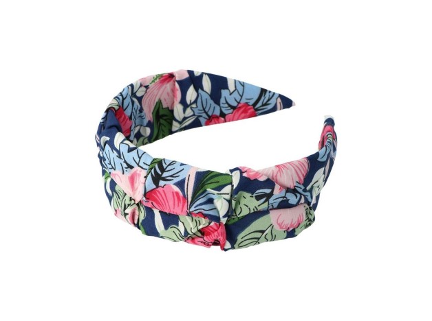 Inca Diadema Tela Floral Con Fondo Azul 1Ud