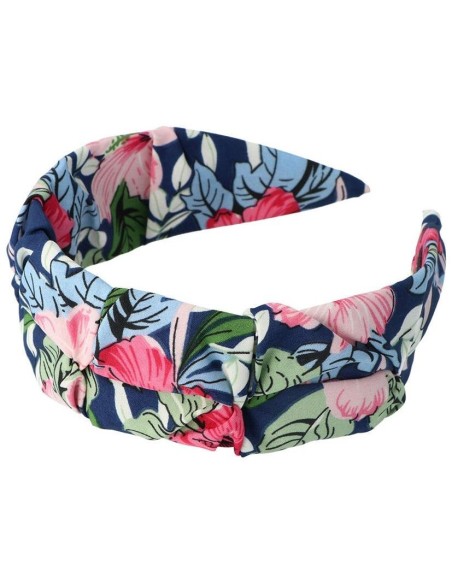 Inca Diadema Tela Floral Con Fondo Azul 1Ud