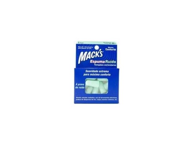 Tapon Oido Macks Espuma Ruido 10 Unidades