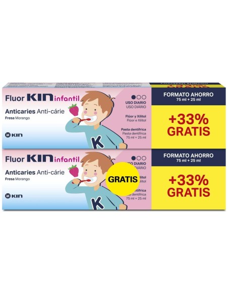 Kin Fluor Infantil Pasta 75 Ml + 25Ml 2X1