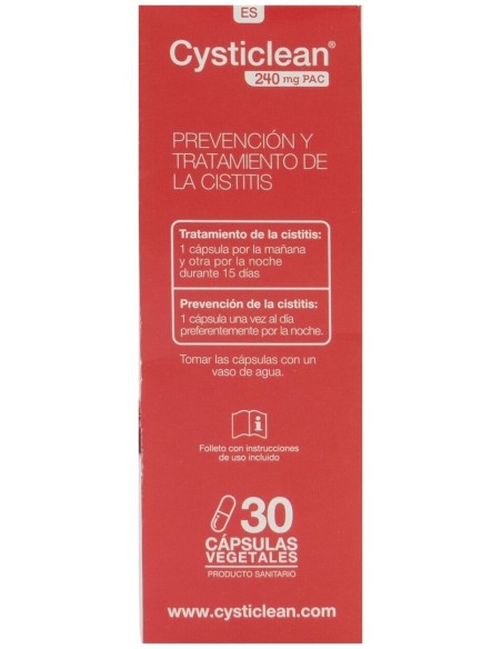 Cysticlean Clásico 240 Mg De Pac Y Arándano Rojo Cápsulas 30 U