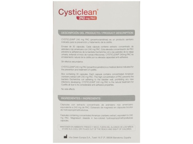 Cysticlean Clásico 240 Mg De Pac Y Arándano...