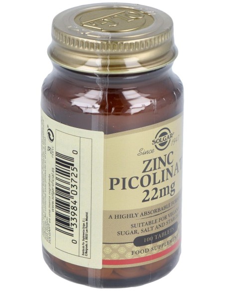 Solgar Picolinato De Zinc 22Mg 100Comp