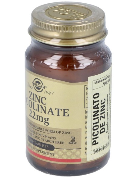 Solgar Picolinato De Zinc 22Mg 100Comp