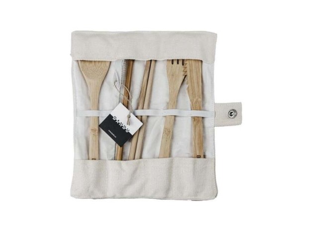 Banbu Set De Cubiertos De Bambu+Funda De Tela.