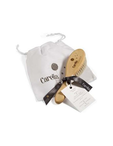 Carelia Cepillo Natural Bebe + Bolsita Algodón
