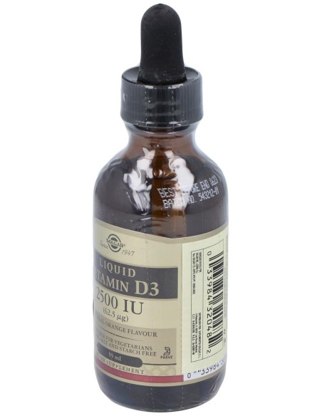 Solgar Vitamina D3 Líquida 2500Ui 62,5Mcg 59Ml