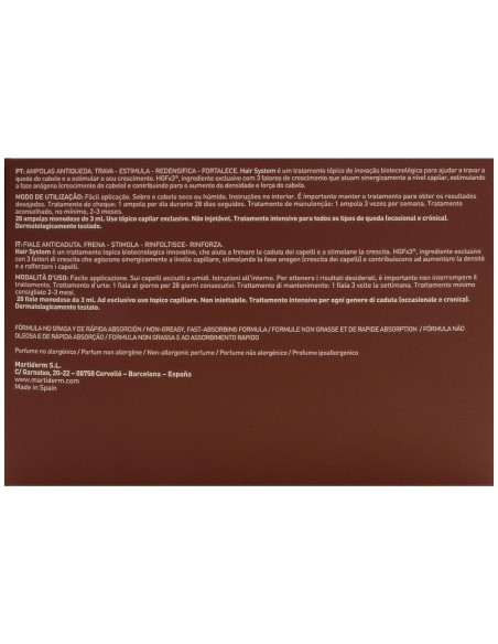 Martiderm® Hair System Ampollas Anticaída 28Amp