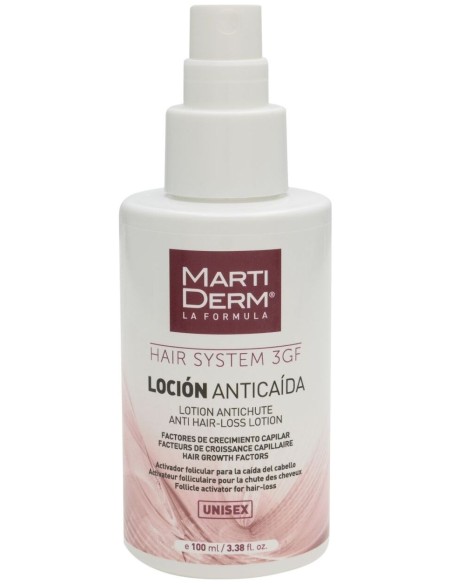 Martiderm Hair System 3Gf Loción Anticaída Unisex, 100 Ml