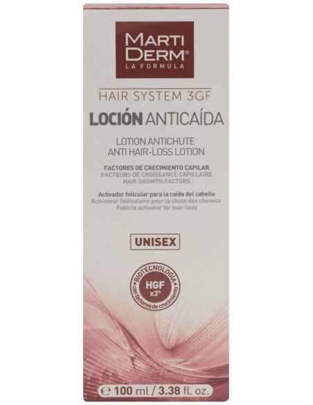 Martiderm Hair System 3Gf Loción Anticaída Unisex, 100 Ml
