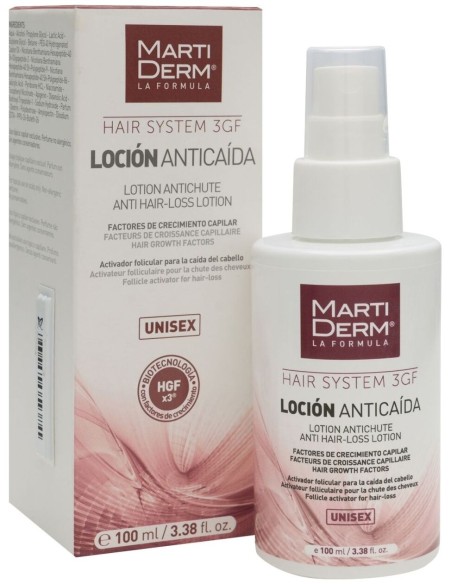 Martiderm Hair System 3Gf Loción Anticaída Unisex, 100 Ml